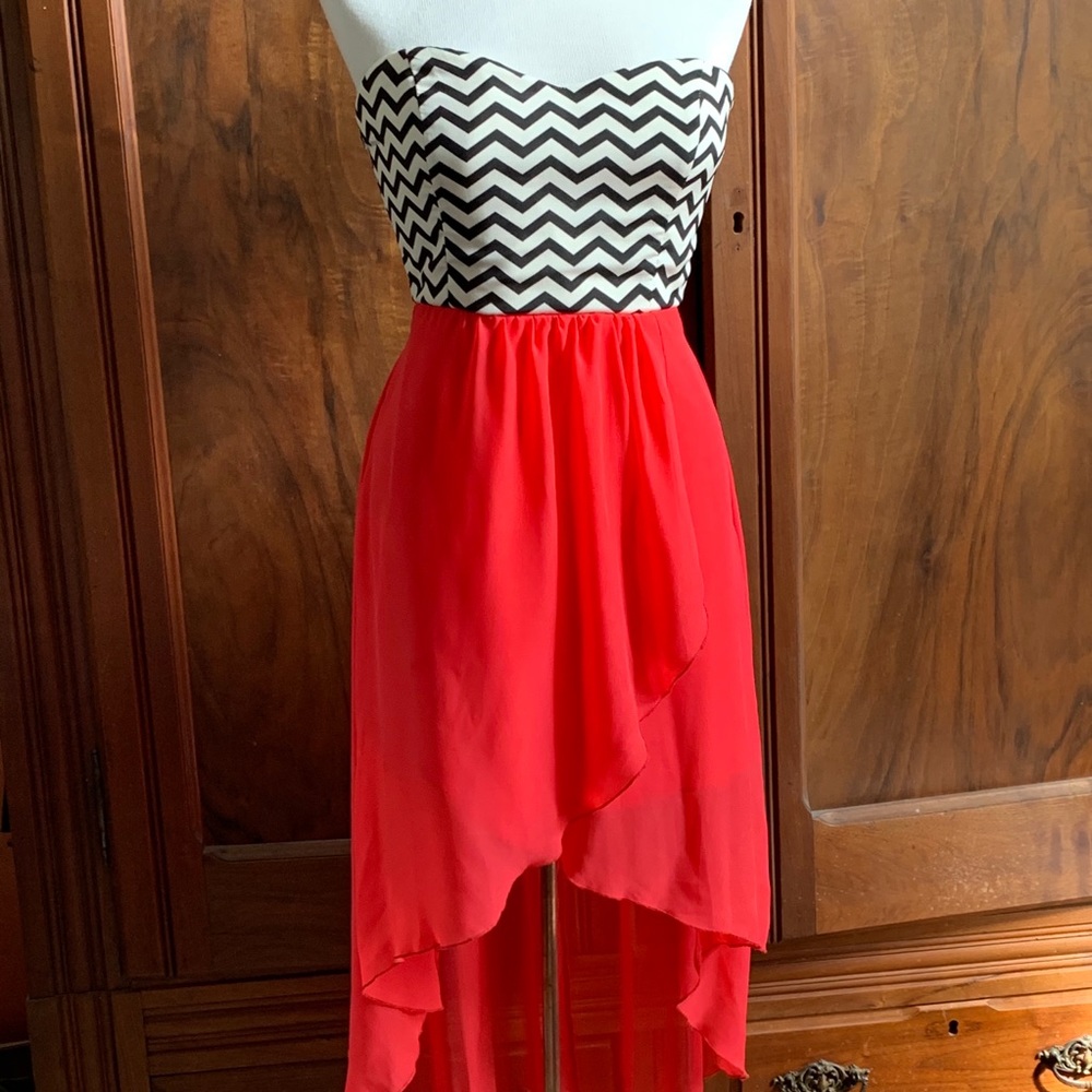 Strapless Backless High Low Dress